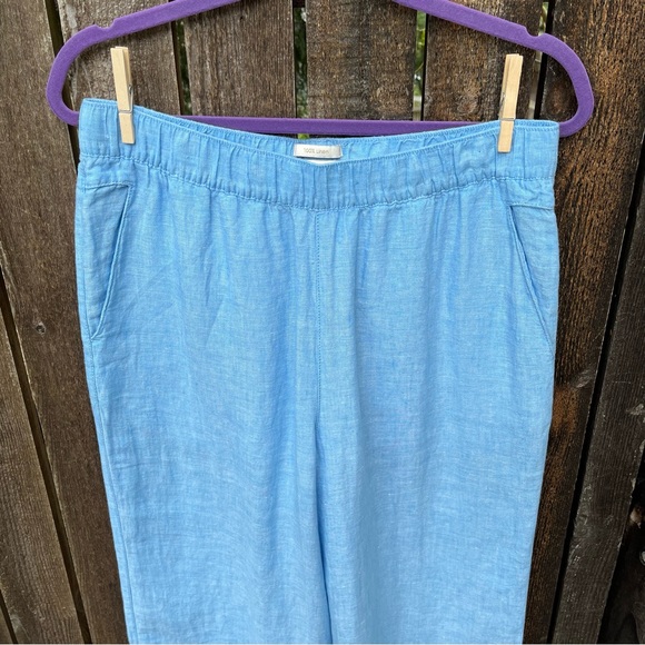 Cynthia Rowley 100% Linen Wide Leg Crop Pants In Light Blue Sz L - Picture 6 of 14